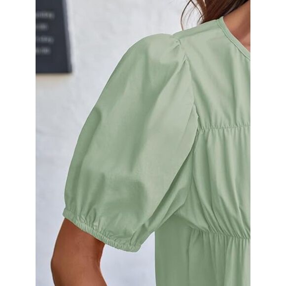 Puff Sleeve Peplum Babydoll Top, XXL, 4C-144T011 - Picture 2 of 3